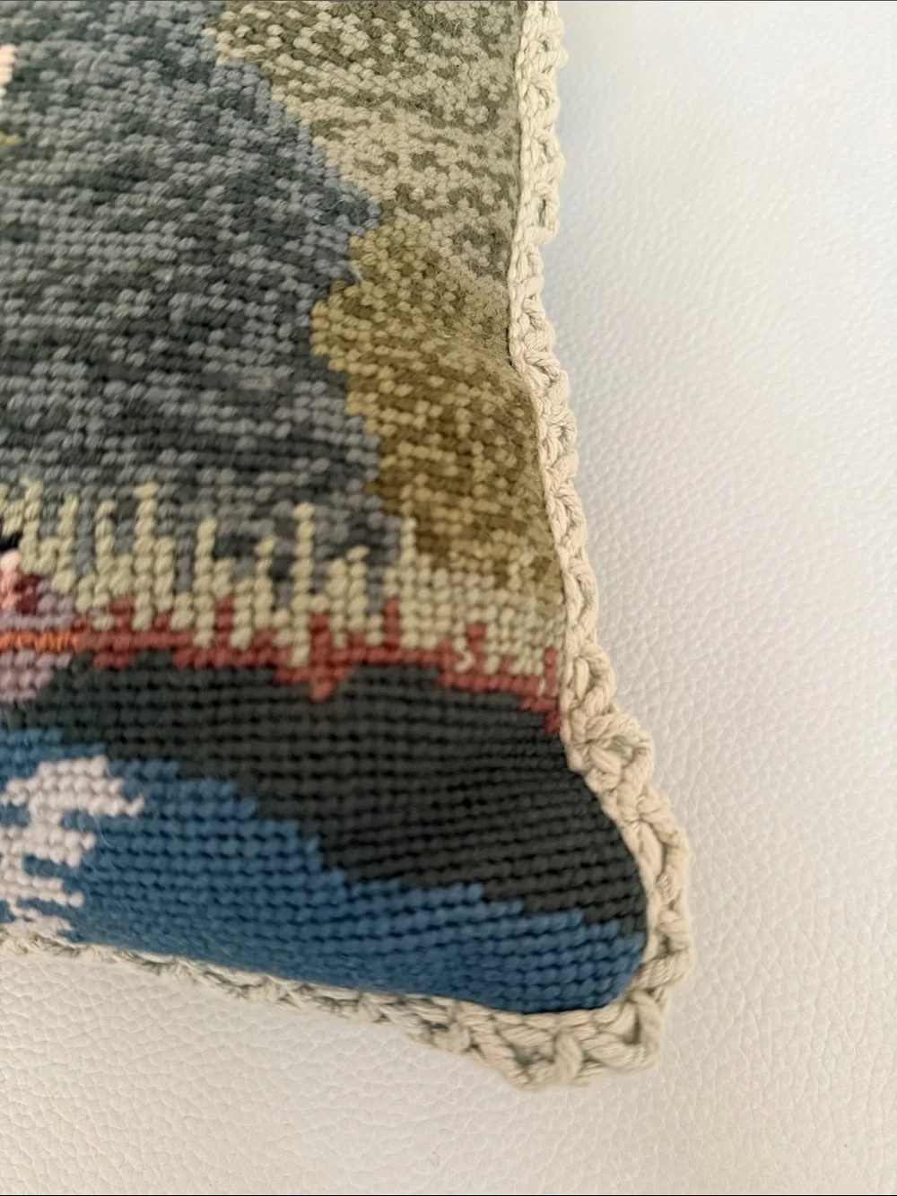 Vintage Needlepoint Accent Pillow Zippered